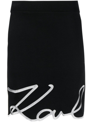 

Logo-embroidery miniskirt, Karl Lagerfeld Logo-embroidery miniskirt