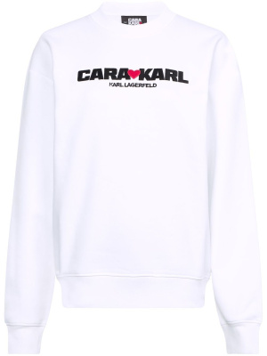 

X Cara Delevingne logo-embroidered sweatshirt, Karl Lagerfeld X Cara Delevingne logo-embroidered sweatshirt
