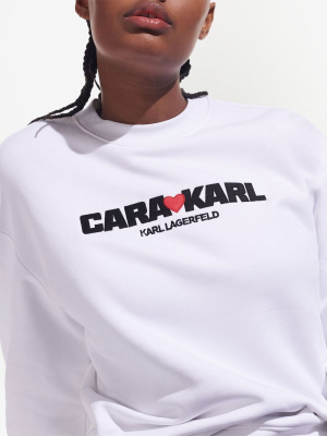 

X Cara Delevingne logo-embroidered sweatshirt, Karl Lagerfeld X Cara Delevingne logo-embroidered sweatshirt