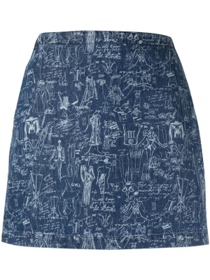 

Printed denim skirt, Karl Lagerfeld Printed denim skirt