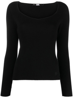

Long-sleeved ribbed-knit top, Karl Lagerfeld Long-sleeved ribbed-knit top