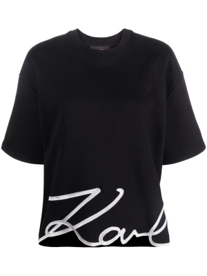 

Signature Hem organic-cotton T-shirt, Karl Lagerfeld Signature Hem organic-cotton T-shirt