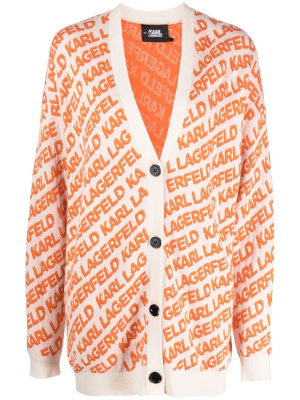 

Jacquard logo wool cardigan, Karl Lagerfeld Jacquard logo wool cardigan