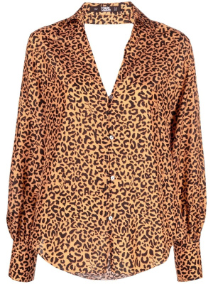 

Leopard-print backless silk blouse, Karl Lagerfeld Leopard-print backless silk blouse
