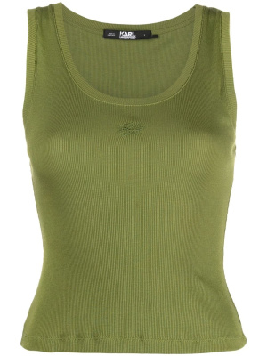 

Embroidered-logo ribbed cotton tank top, Karl Lagerfeld Embroidered-logo ribbed cotton tank top