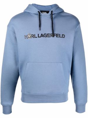 

Organic cotton-blend logo hoodie, Karl Lagerfeld Organic cotton-blend logo hoodie