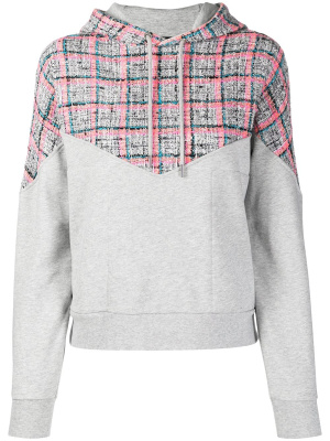 

Bouclé-panel cotton hoodie, Karl Lagerfeld Bouclé-panel cotton hoodie