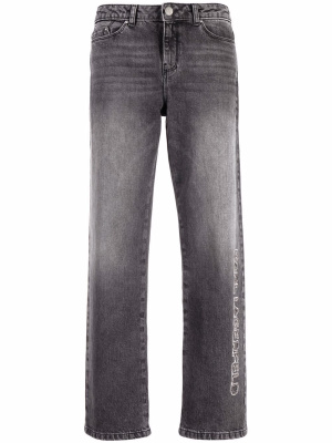 

Embellished logo straight leg jeans, Karl Lagerfeld Embellished logo straight leg jeans