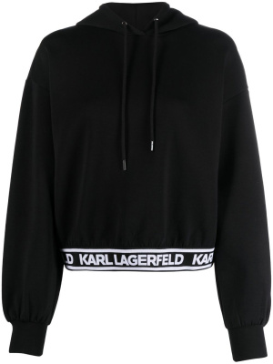 

Drawstring logo-underband hoodie, Karl Lagerfeld Drawstring logo-underband hoodie