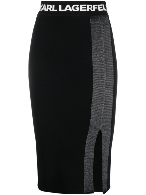 

Metallic-detailing fitted skirt, Karl Lagerfeld Metallic-detailing fitted skirt