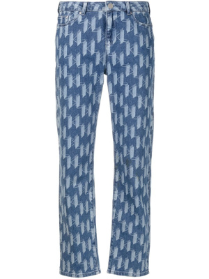 

Monogram-print denim pants, Karl Lagerfeld Monogram-print denim pants