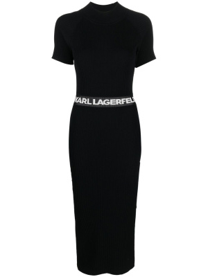 

Logo-waist knitted dress, Karl Lagerfeld Logo-waist knitted dress