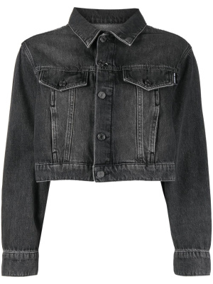 

Logo-embellished cropped denim jacket, Karl Lagerfeld Logo-embellished cropped denim jacket