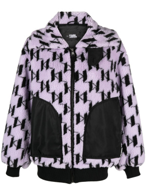 

Monogram faux-shearling jacket, Karl Lagerfeld Monogram faux-shearling jacket