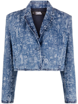 

Sketch-print cropped jacket, Karl Lagerfeld Sketch-print cropped jacket