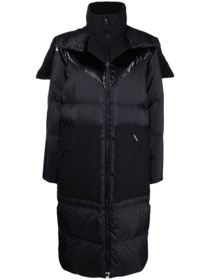 

Monogram-pattern hooded puffer coat, Karl Lagerfeld Monogram-pattern hooded puffer coat
