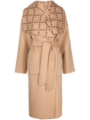 

Belted-waist reversible wool coat, Karl Lagerfeld Belted-waist reversible wool coat