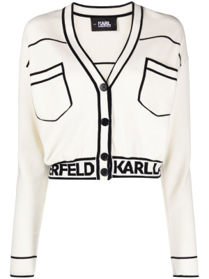 

V-neck logo-band cardigan, Karl Lagerfeld V-neck logo-band cardigan