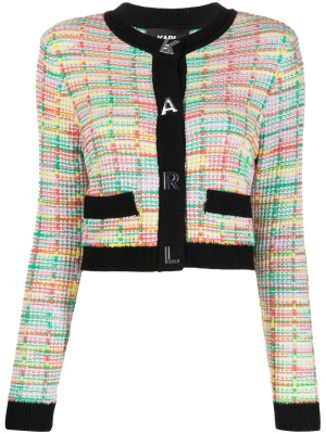 

Logo-plaque bouclé cardigan, Karl Lagerfeld Logo-plaque bouclé cardigan