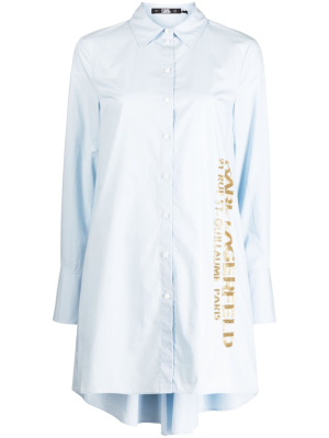 

Beaded logo gathered shirt dress, Karl Lagerfeld Beaded logo gathered shirt dress
