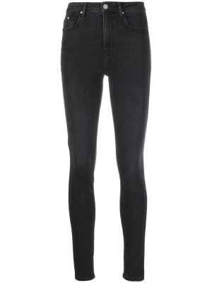 

Logo-embroidered high-waisted skinny jeans, Karl Lagerfeld Logo-embroidered high-waisted skinny jeans