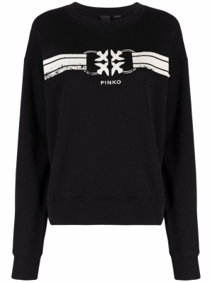 

Logo-print striped sweatshirt, PINKO Logo-print striped sweatshirt