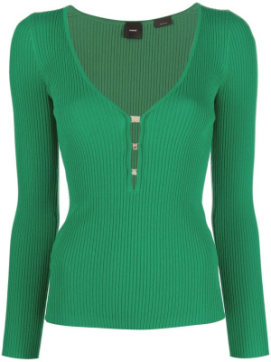 

V-neck ribbed-knit top, PINKO V-neck ribbed-knit top