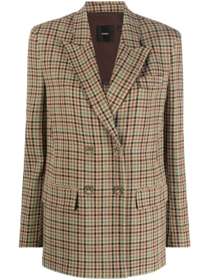 

Double-breasted checked blazer, PINKO Double-breasted checked blazer