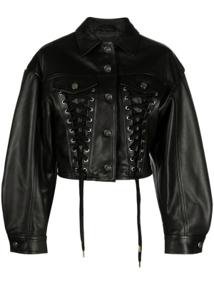 

Lace-up cropped leather jacket, PINKO Lace-up cropped leather jacket
