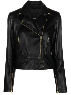 

Cropped leather biker jacket, PINKO Cropped leather biker jacket