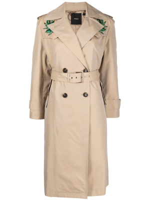 

Floral-embroidered trench coat, PINKO Floral-embroidered trench coat