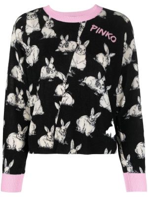 

Rabbit-print fine-knit jumper, PINKO Rabbit-print fine-knit jumper