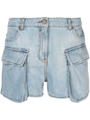 

Logo-embroidered denim shorts, PINKO Logo-embroidered denim shorts