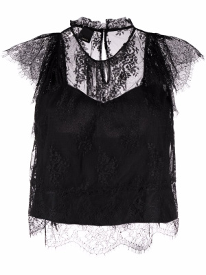 

Cap sleeve floral lace blouse, PINKO Cap sleeve floral lace blouse
