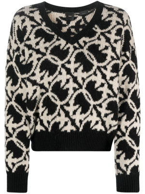 

Intarsia-monogram knitted top, PINKO Intarsia-monogram knitted top