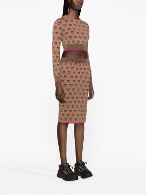 

Logo-print knitted fitted skirt, PINKO Logo-print knitted fitted skirt