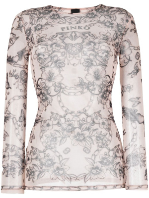 

Semi-sheer long-sleeve T-shirt, PINKO Semi-sheer long-sleeve T-shirt