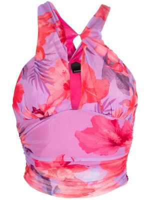 

Wrap-front tropical-flower top, PINKO Wrap-front tropical-flower top