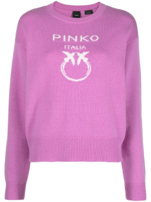 

Intarsia-knit logo crew-neck jumper, PINKO Intarsia-knit logo crew-neck jumper