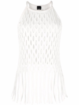 

Fringed open-knit halterneck top, PINKO Fringed open-knit halterneck top