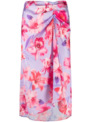 

Draped floral-print midi skirt, PINKO Draped floral-print midi skirt