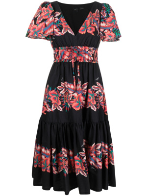 

Floral-print tiered dress, PINKO Floral-print tiered dress
