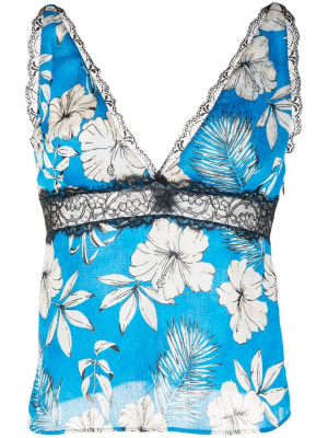 

Floral-print lace-trimmed top, PINKO Floral-print lace-trimmed top
