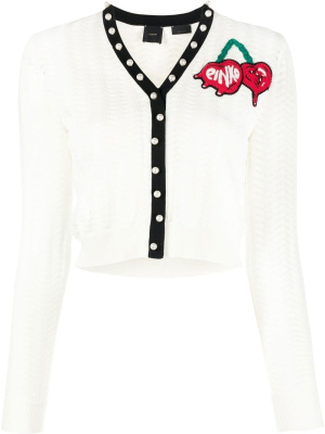 

Embroidered-logo V-neck cardigan, PINKO Embroidered-logo V-neck cardigan