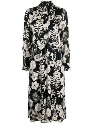 

Floral print belted shirt dress, PINKO Floral print belted shirt dress