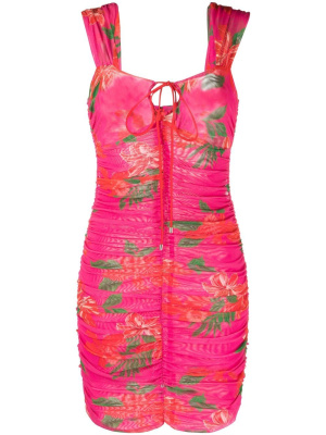 

Floral-print semi-sheer minidress, PINKO Floral-print semi-sheer minidress