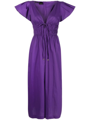

V-neck ruched cotton jumpsuit, PINKO V-neck ruched cotton jumpsuit