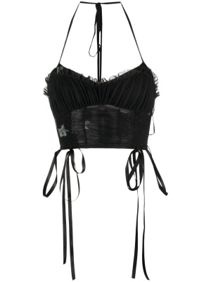 

X Patrick McDowell orchid-print bustier top, PINKO X Patrick McDowell orchid-print bustier top