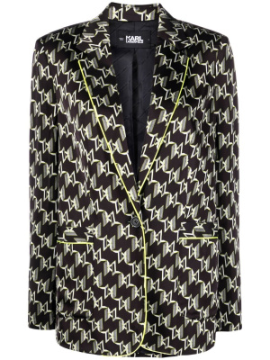 

Logo-print trimmed blazer, Karl Lagerfeld Logo-print trimmed blazer