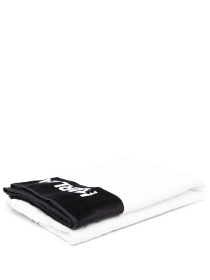 

Logo-print colour-block towel, Karl Lagerfeld Logo-print colour-block towel